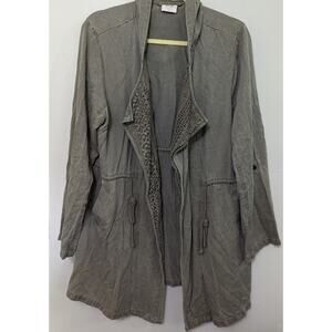 Knox Rose Women's Olive Lace Front Lightweight Hooded Jacket Size L